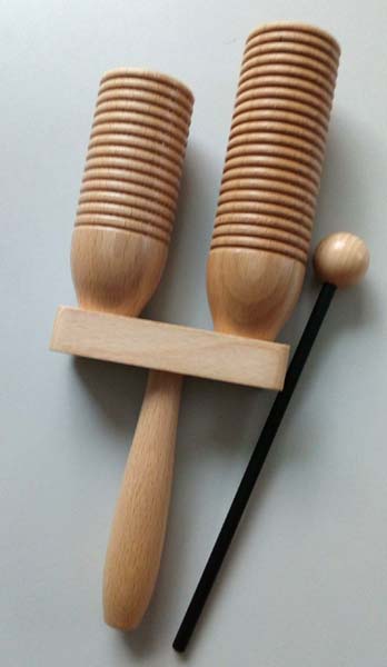 Doppel-Guiro (Wooden Agogo) mit Schlägel