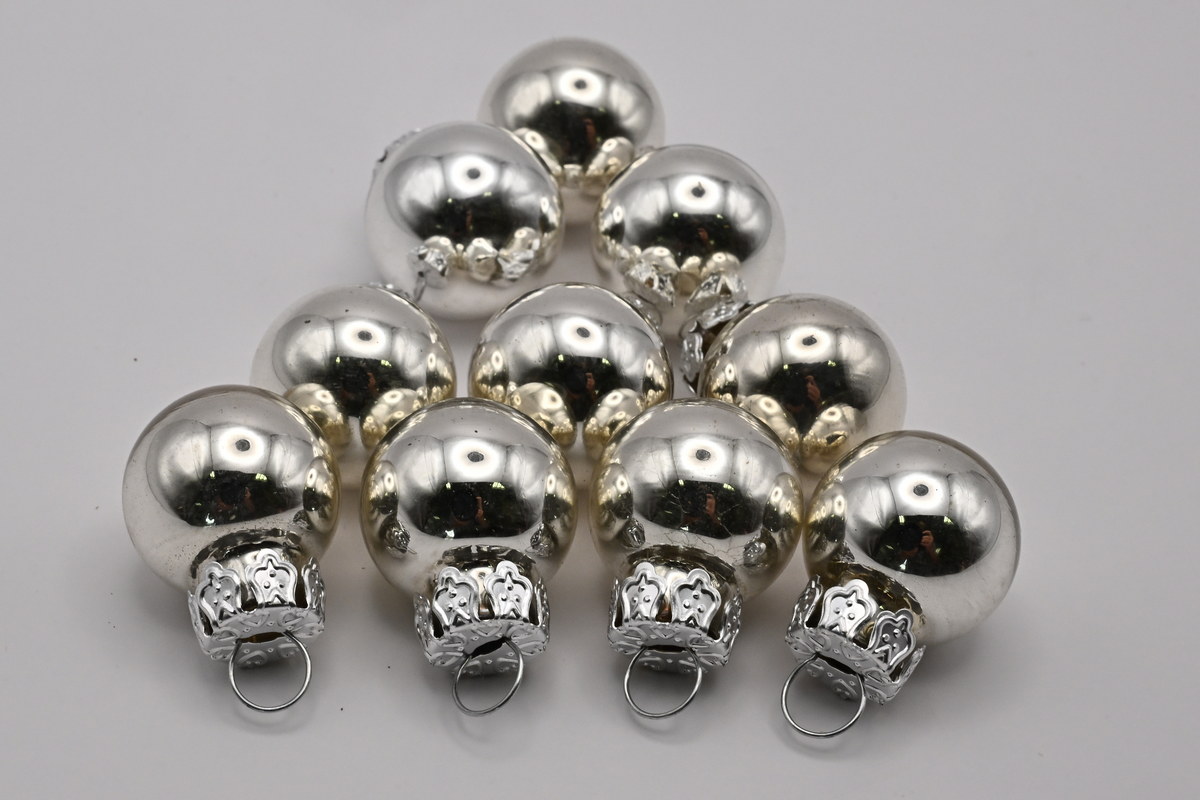 Mini-Glaskugeln, silber, 12 Stk., Ã 2 cm
