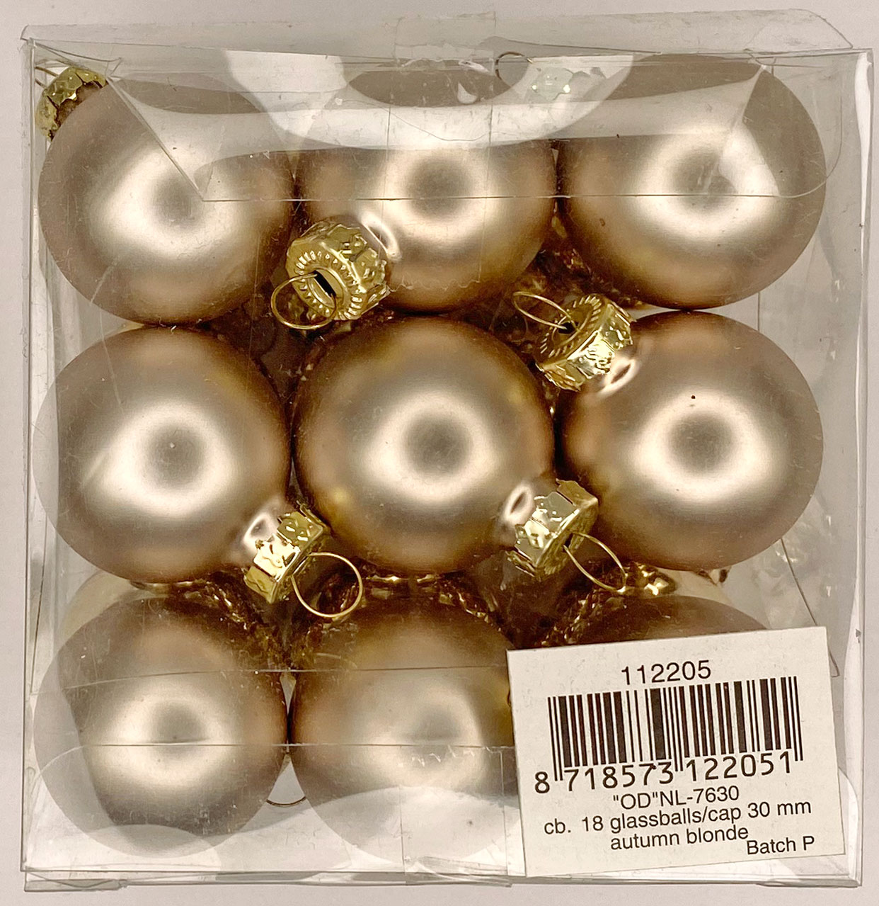 Glaskugeln, 18 Stk, 30 mm, autumn blonde autumn blonde