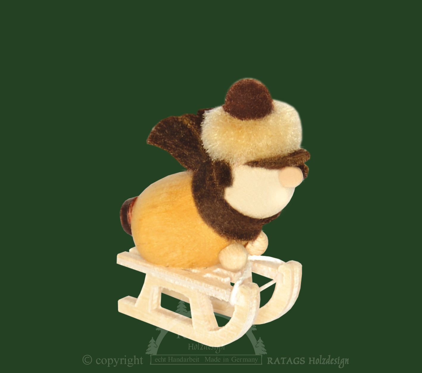 Mini-Molli auf Schlitten, liegend, braun
