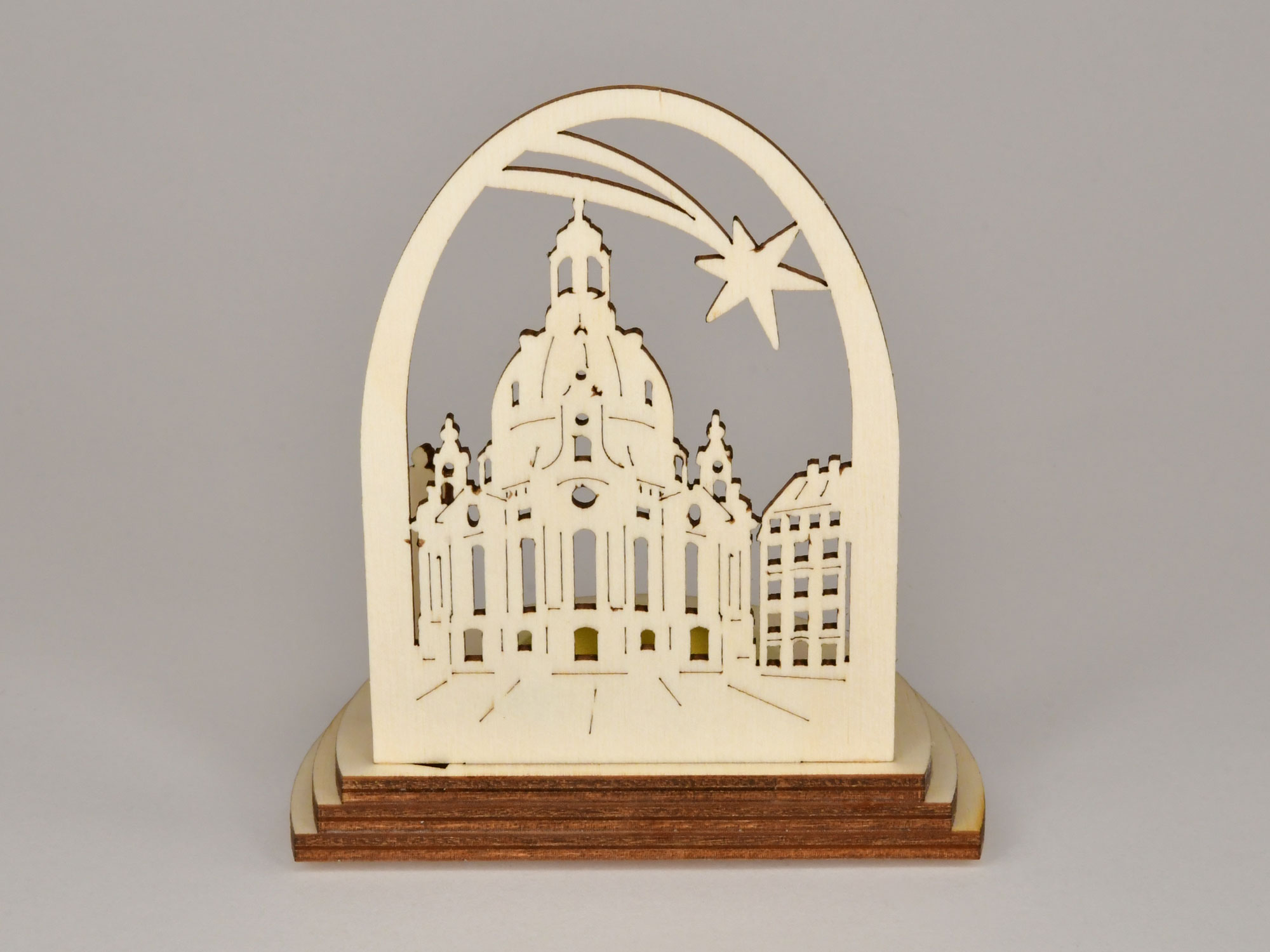 Schattenspiel, Frauenkirche mit Bogen 1 Teelichthalter, inklusive Teelicht
