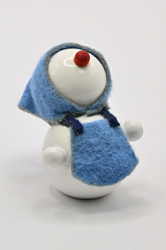 Molli, Junge Linie, Schneemann, blaue Mütze, Schürze, H 4 cm