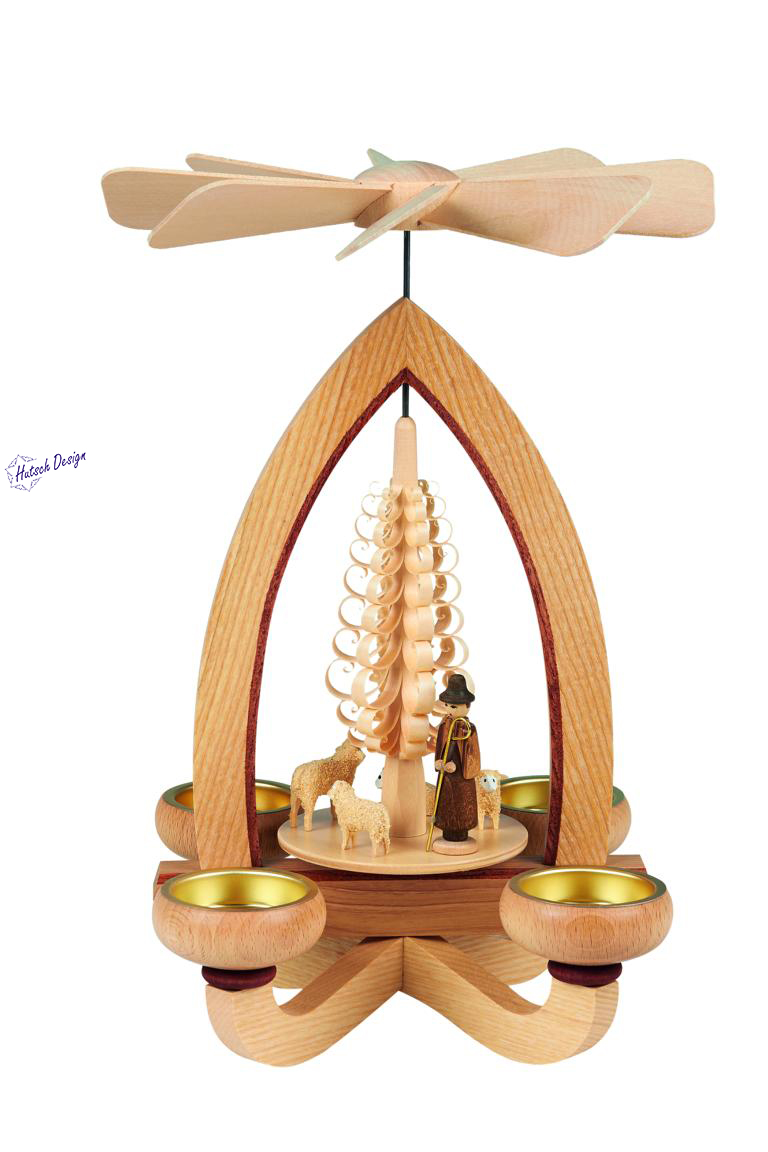 Teelichtpyramide mit Schafe 28cm