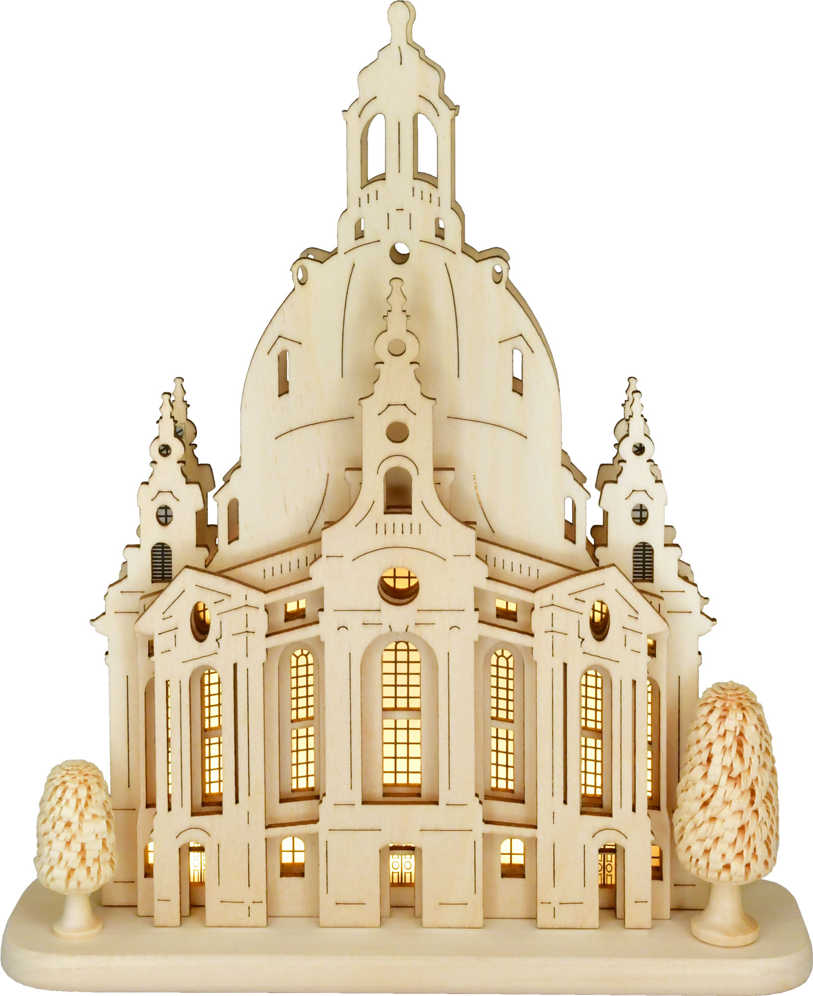 SB-LED Motiv Frauenkirche Dresden, Massivholzgrundplatte