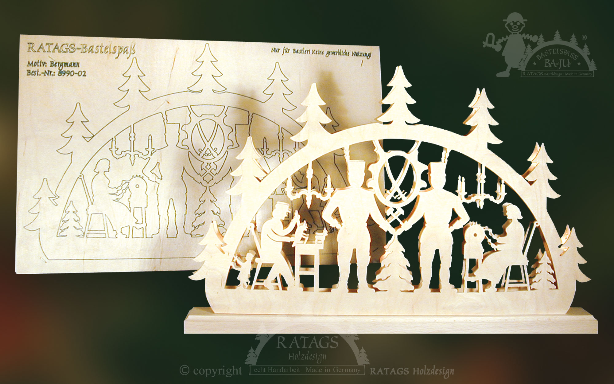 Schwibbogen zum Basteln, klein, Bergmann