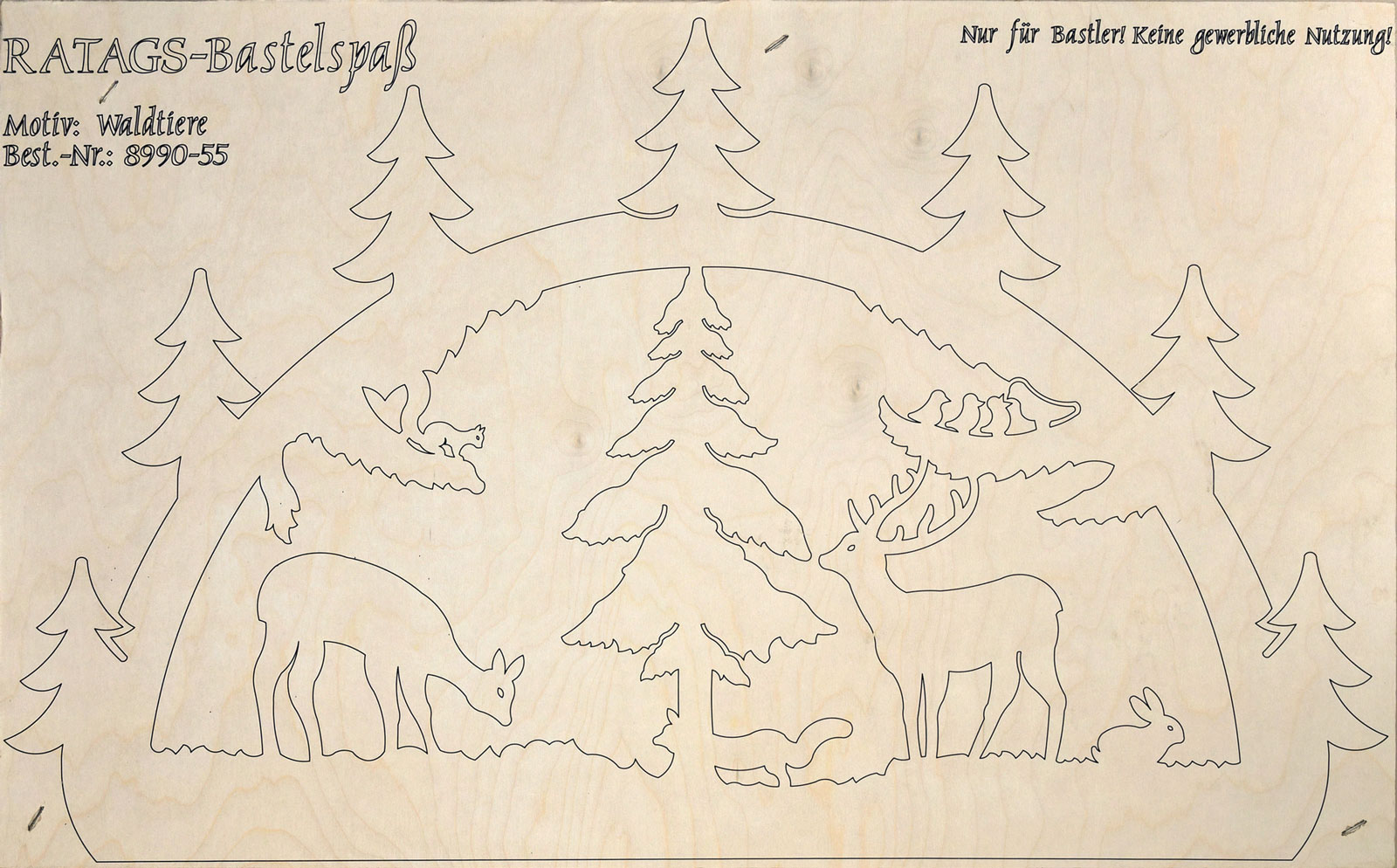 2 Motivsperrholzplatten, Selbstaussägen Schwibbogen, klein, Waldtiere