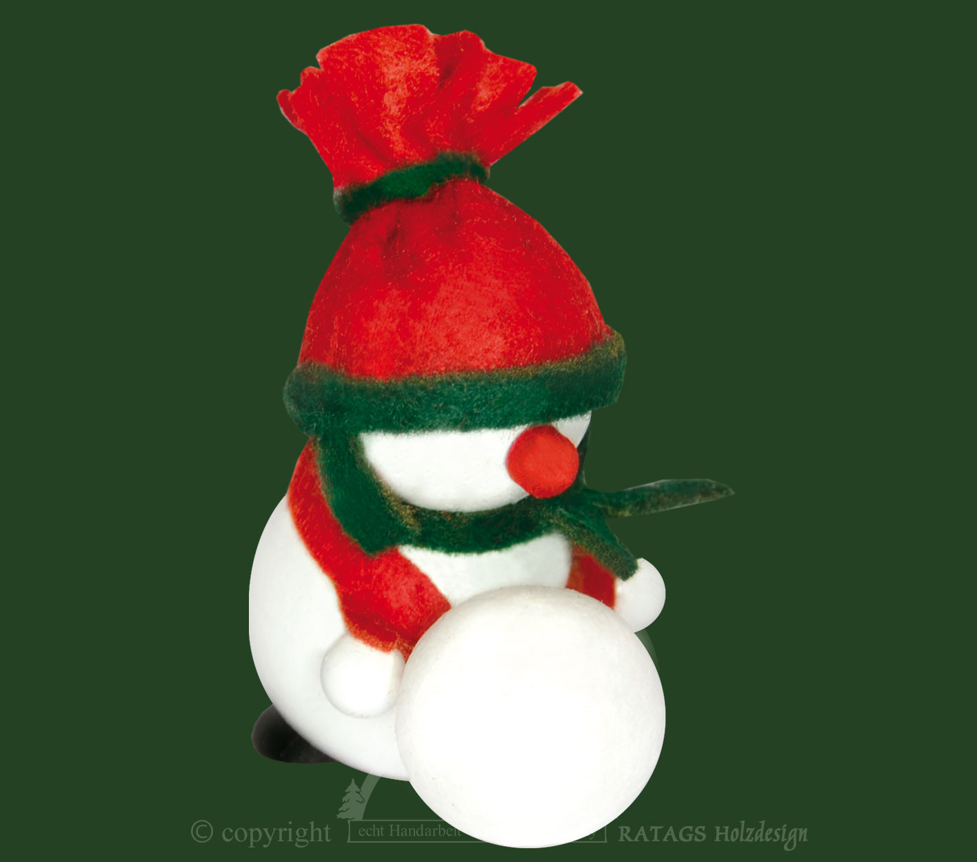 Molli Schneemann mit Schneekugel, rote Mütze