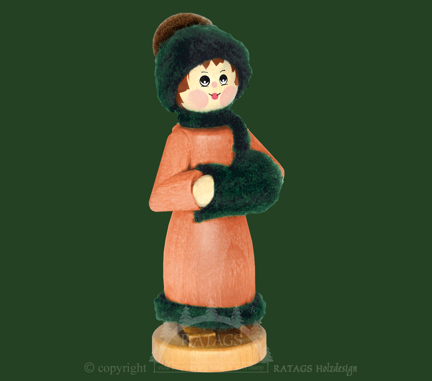 Figur, Frau im Winter, orange