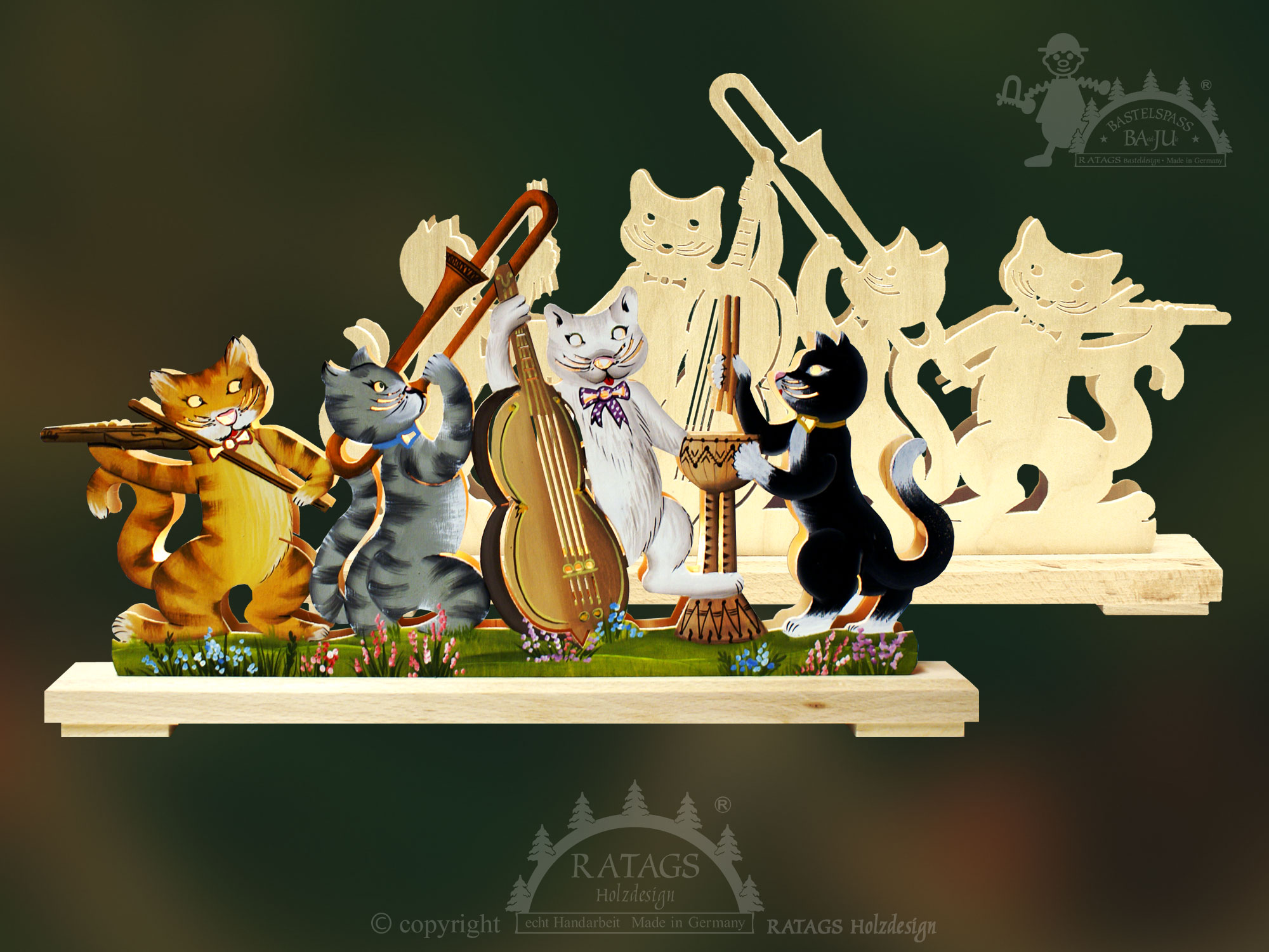 Schwibbogen zum Basteln, klein, Katzenkonzert