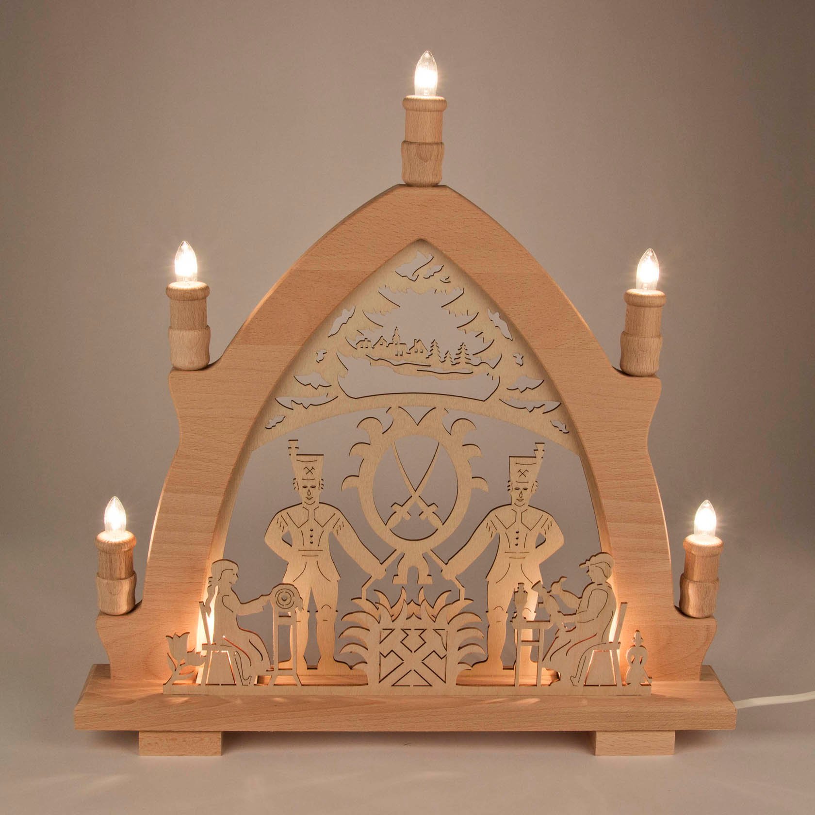 Leuchterbogen mit Bergleuten elektrisch beleuchtet 43x42cm