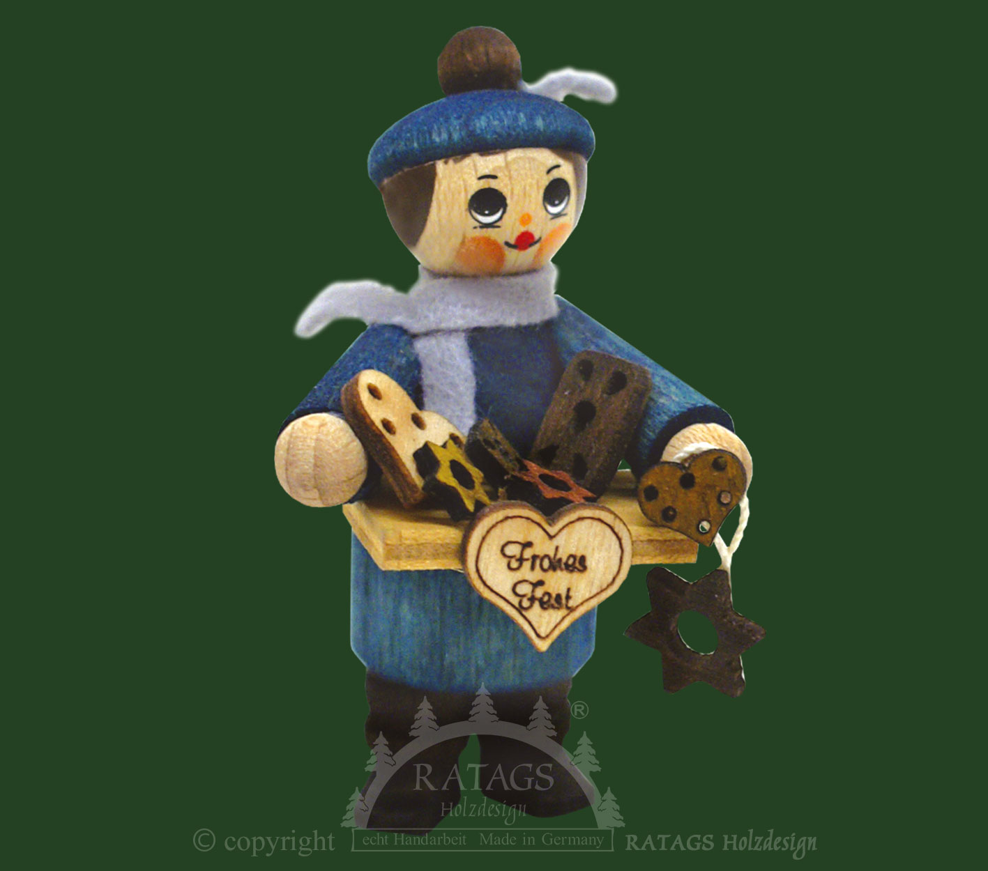 Figur, Pfefferkuchenhändler, taubenblau