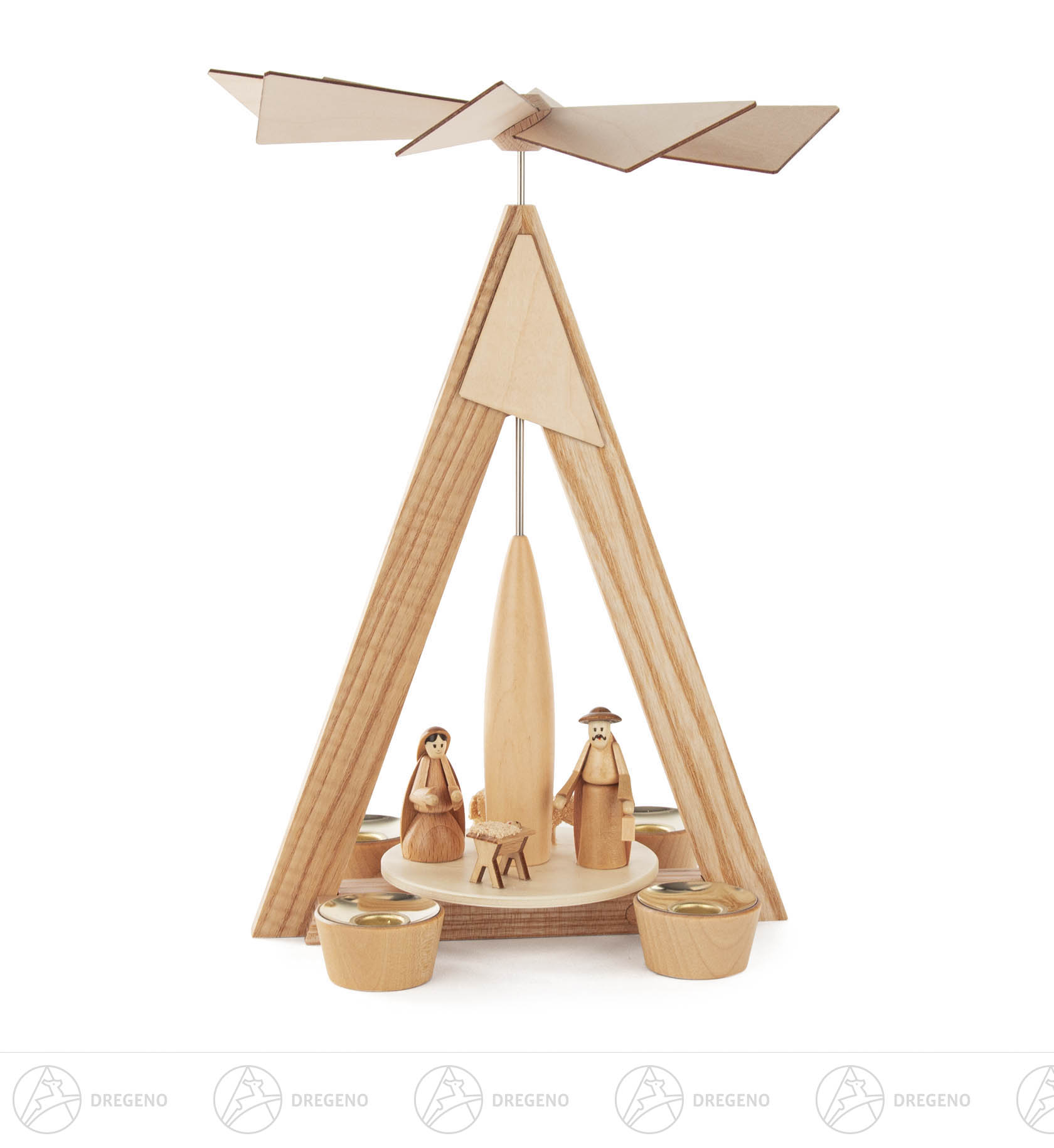 Pyramide Christi Geburt natur für Kerzen 14mm