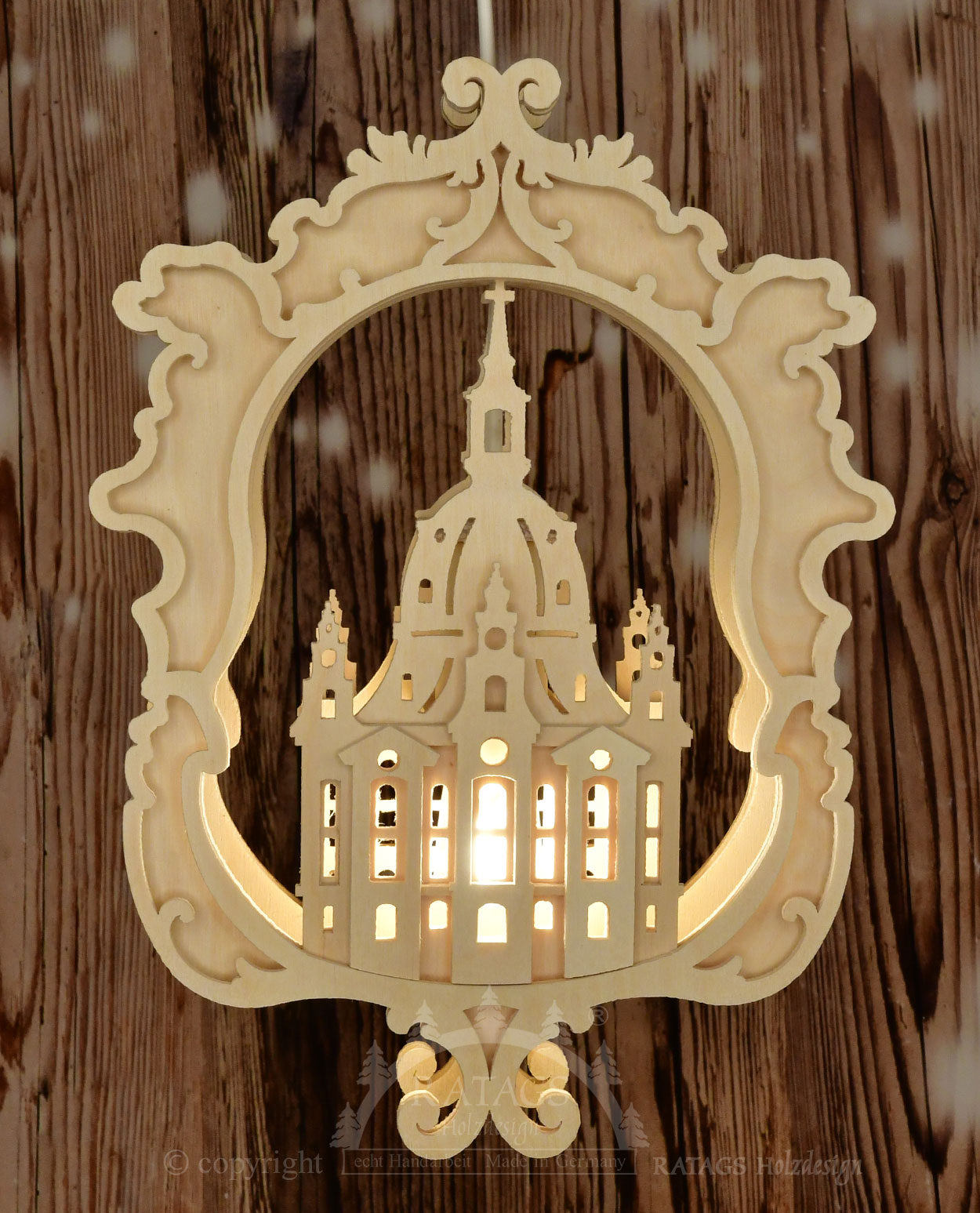 Fensterbild, beleuchtet, natur, Frauenkirche Dresden