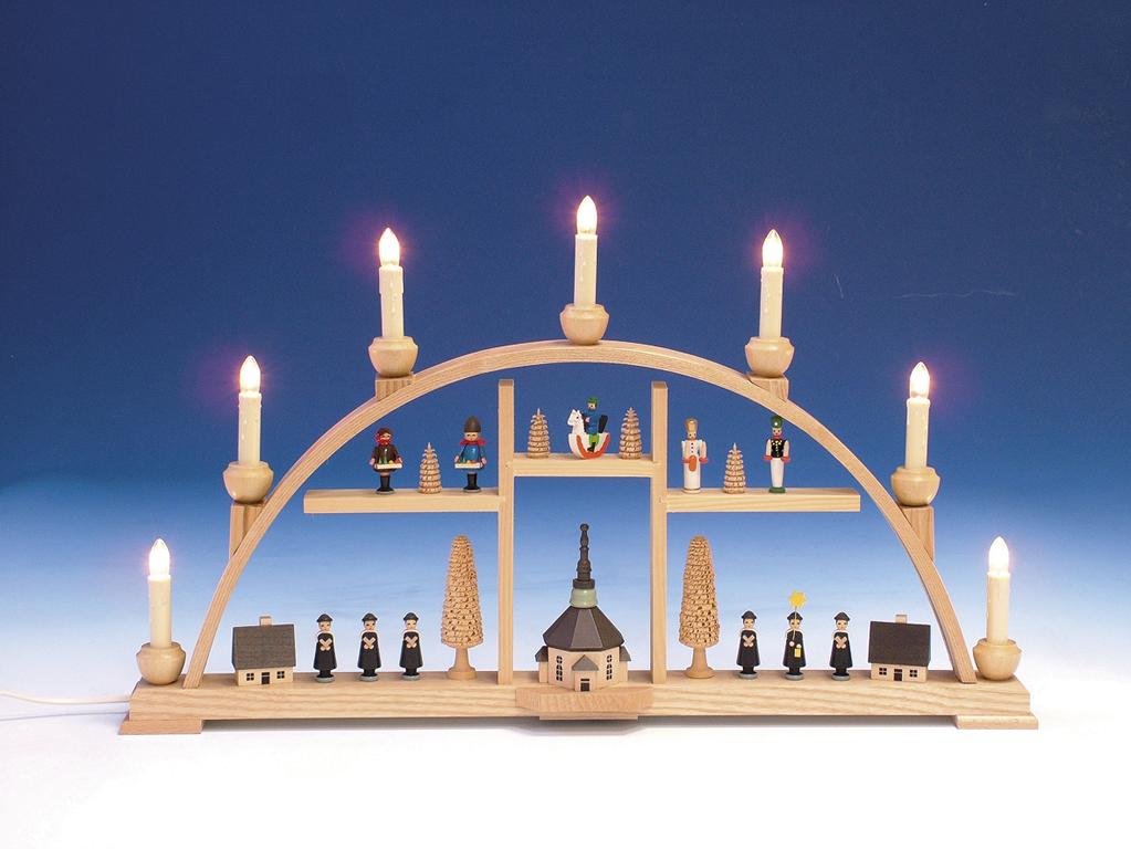 Schwibbogen Seiffener Motiv elektr. beleuchtet  B 63 cm