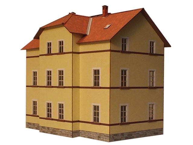 05-03-1-H0 - Vorstadtwohnhaus - 2,5 Etagen  Putz gelb