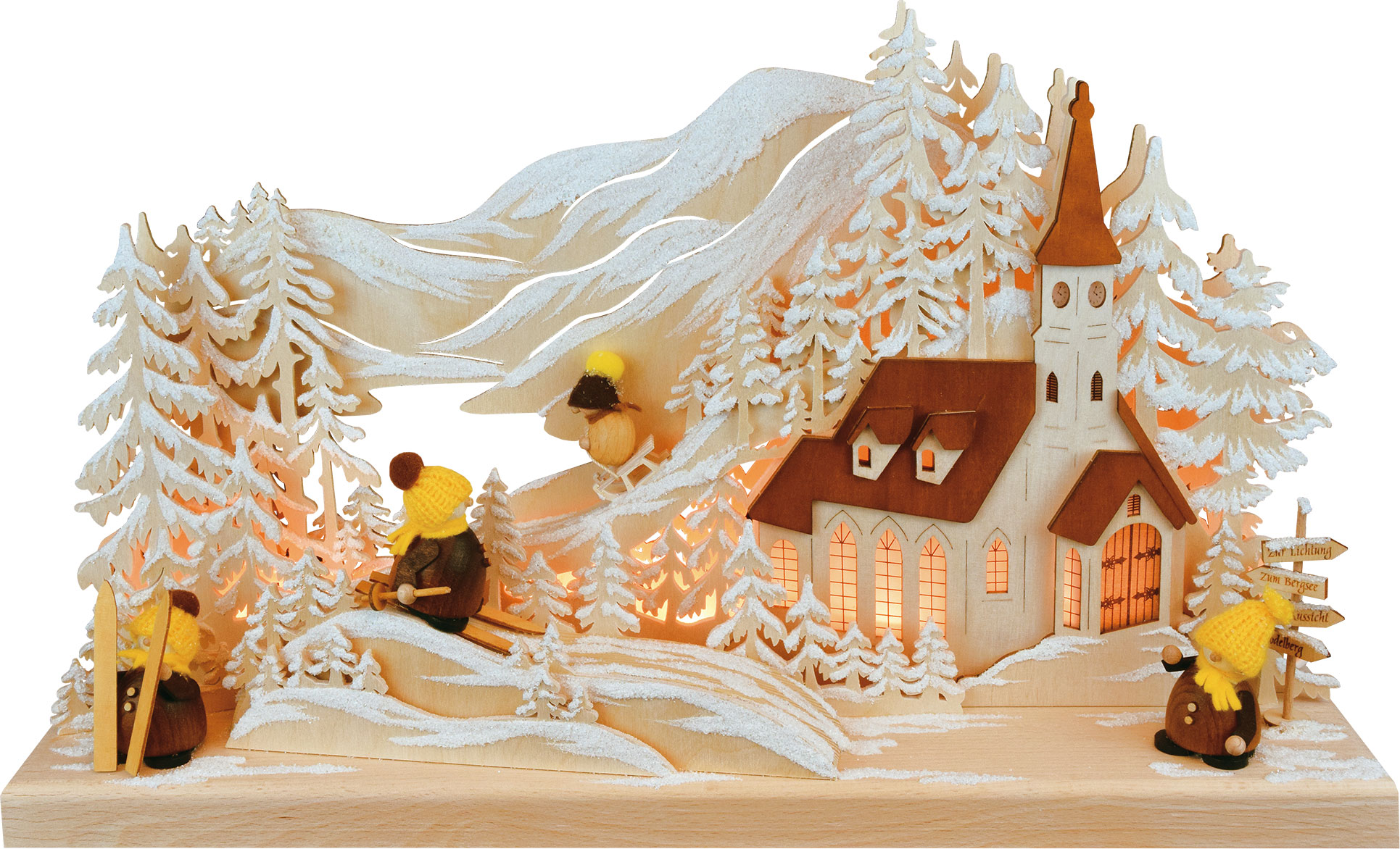 3D-Schwibbogen kl., Schlittenfahrt am Ki Snow-Mollis / Raureif