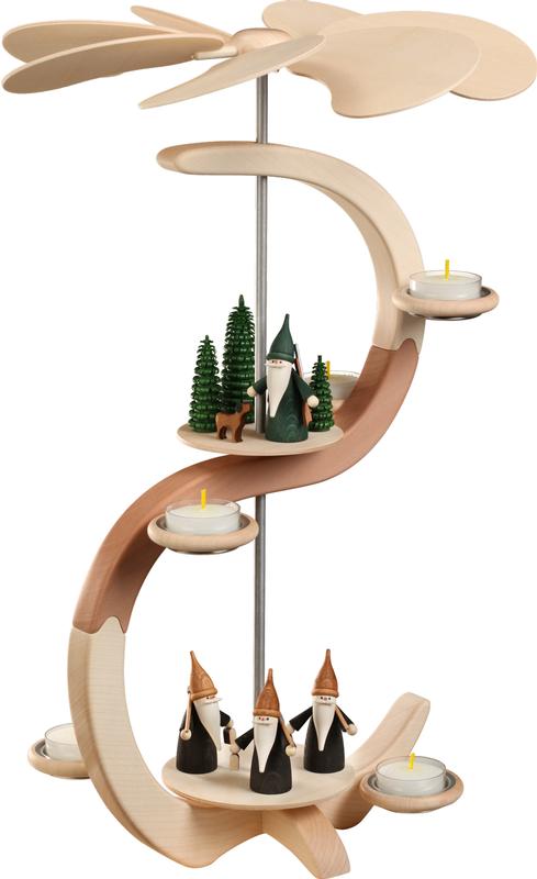 Pyramide S Form 2 Etagen Motive Bergwichtel und Jägerwichtel 46 x28 x28cm