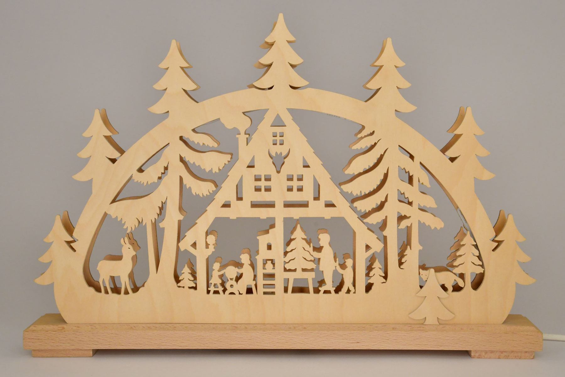 Bastelset Schwibbogen, klein, 2 Platten, Weihnachtsstube zum Selbstaussägen