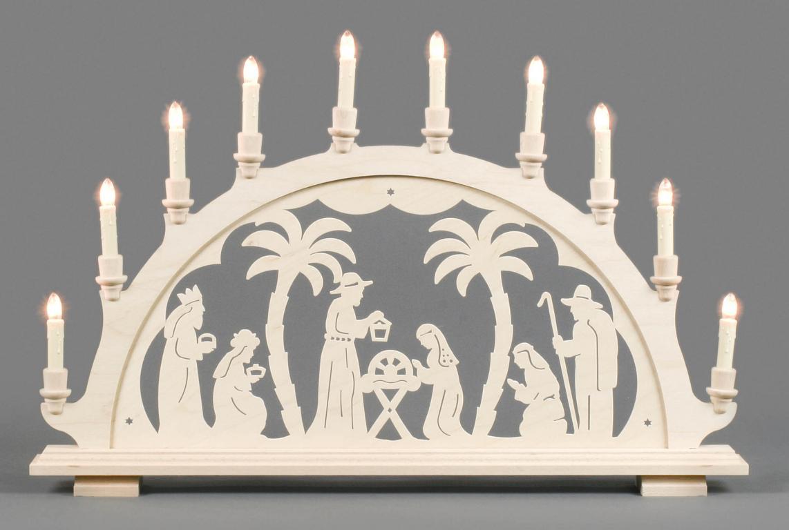 Schwibbogen mit Christi Geburt, elektrisch beleuchtet