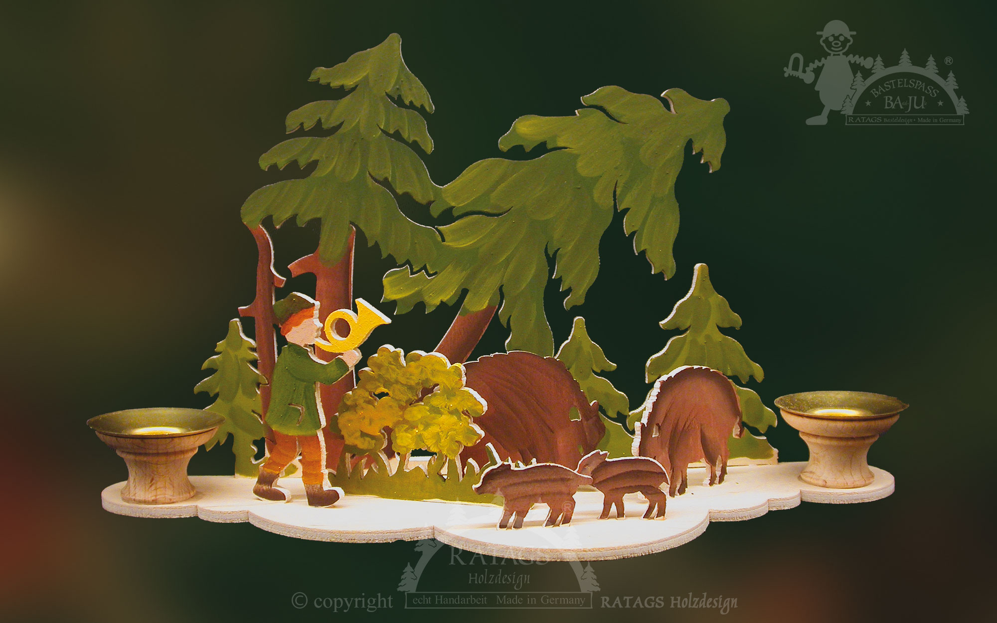 Tischschmuck zum Basteln, Wildschweinjagd