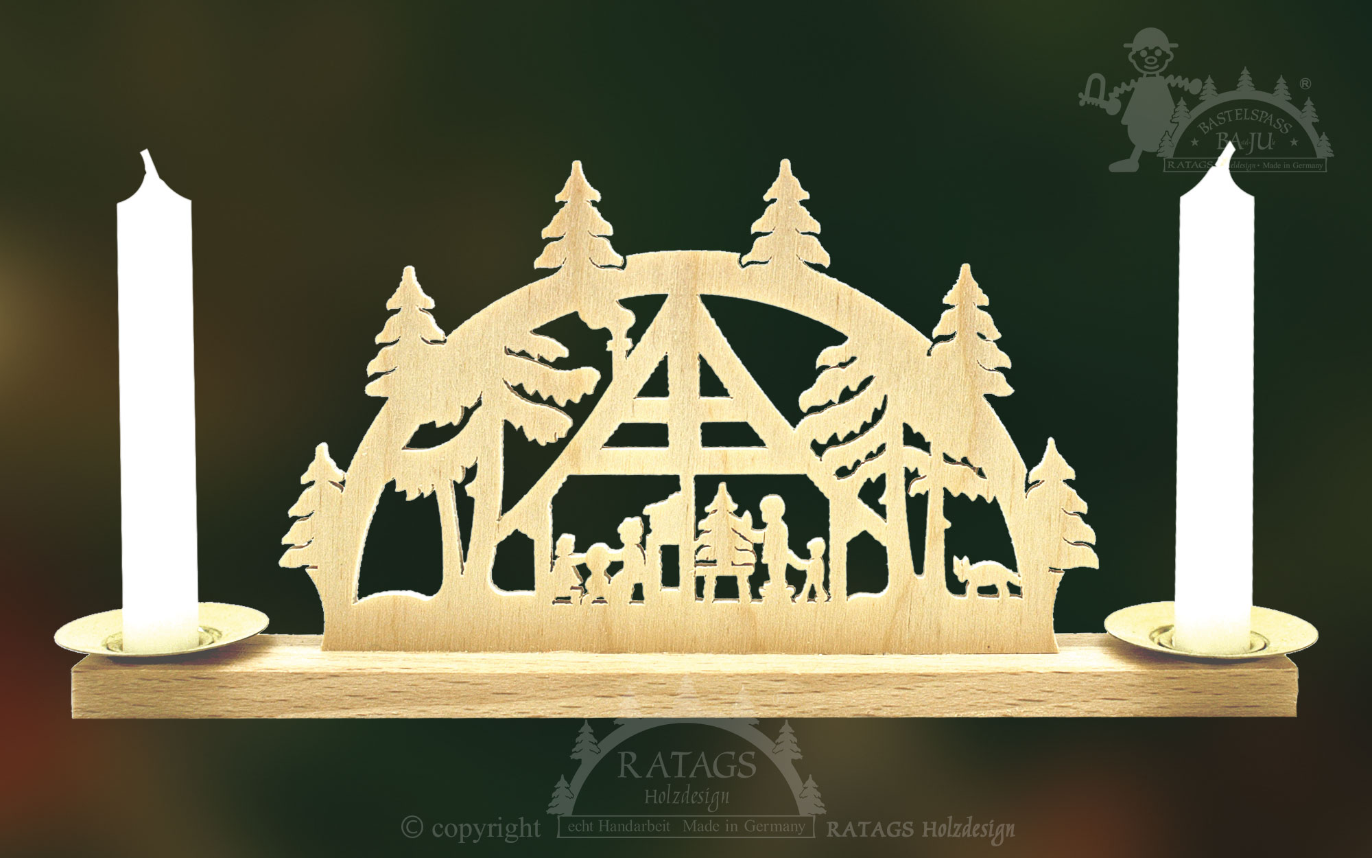 Mini-Schwibbogen für 2 Puppenkerzen Weihnachtsstube
