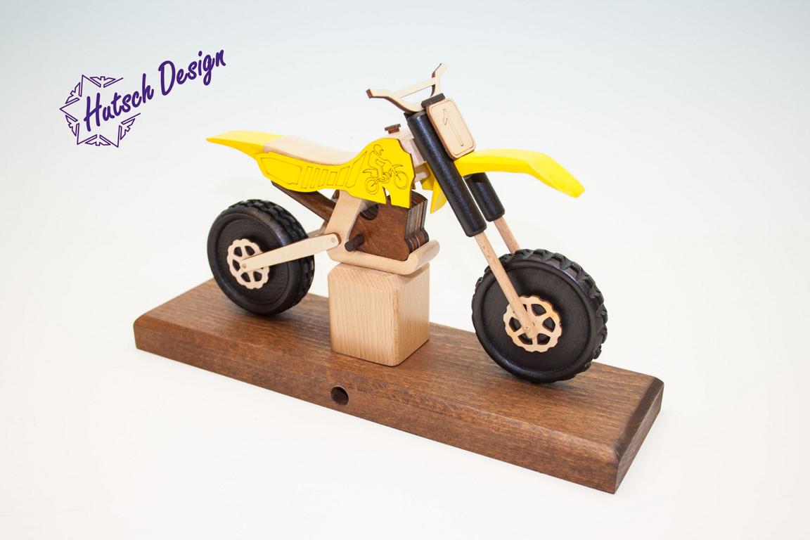 Raeuchermotorrad Cross gelb  27 x8 x 16cm
