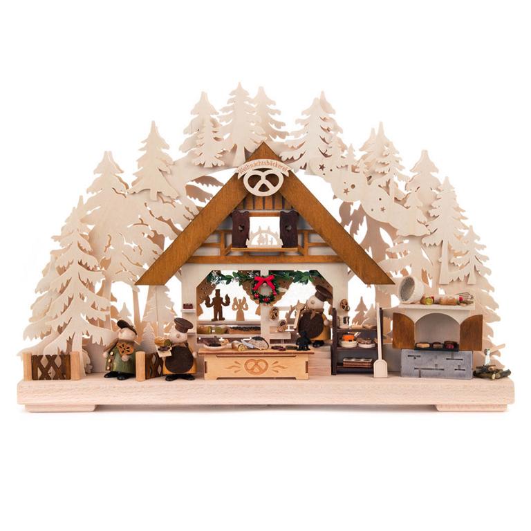 Schwibbogen Weihnachtsbäckerei klein, indirekt elektrisch beleuchtet