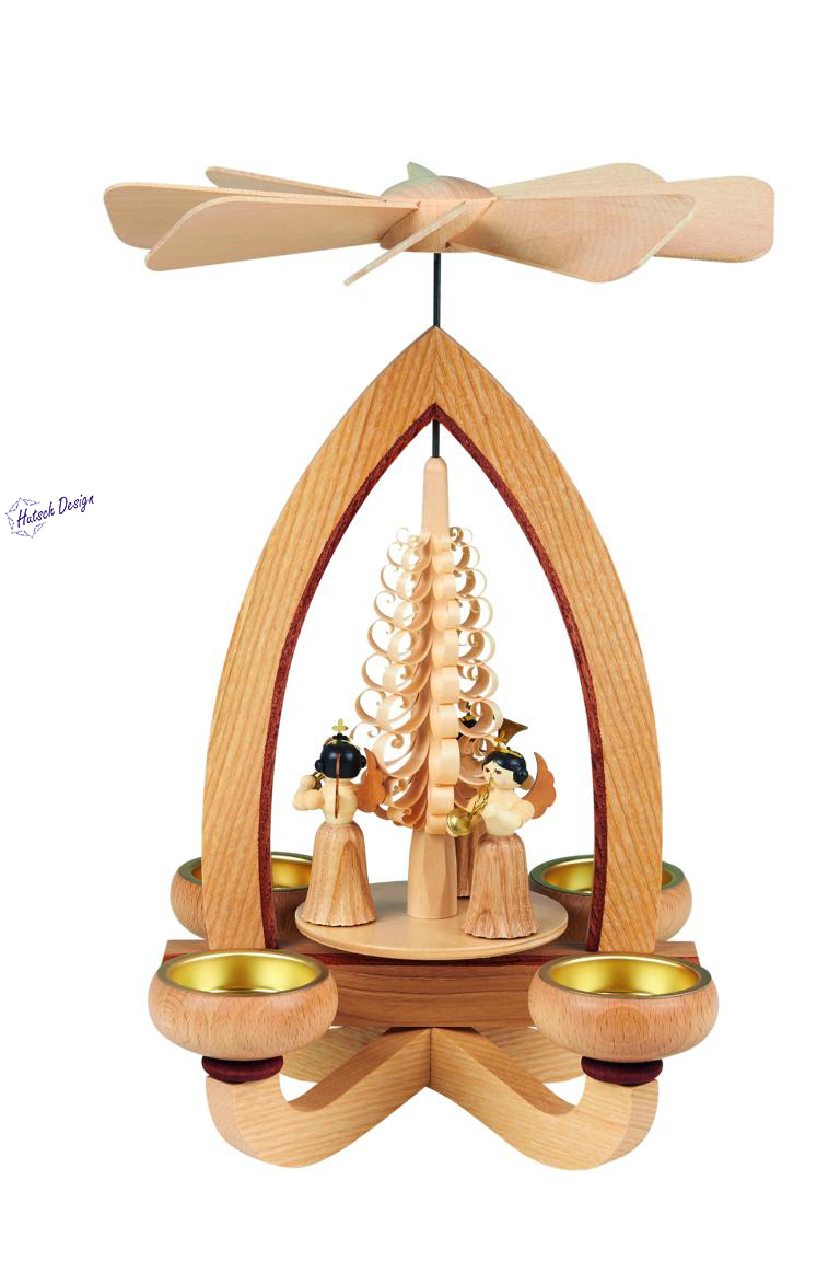 Teelichtpyramide mit Faltenrockengel 28cm