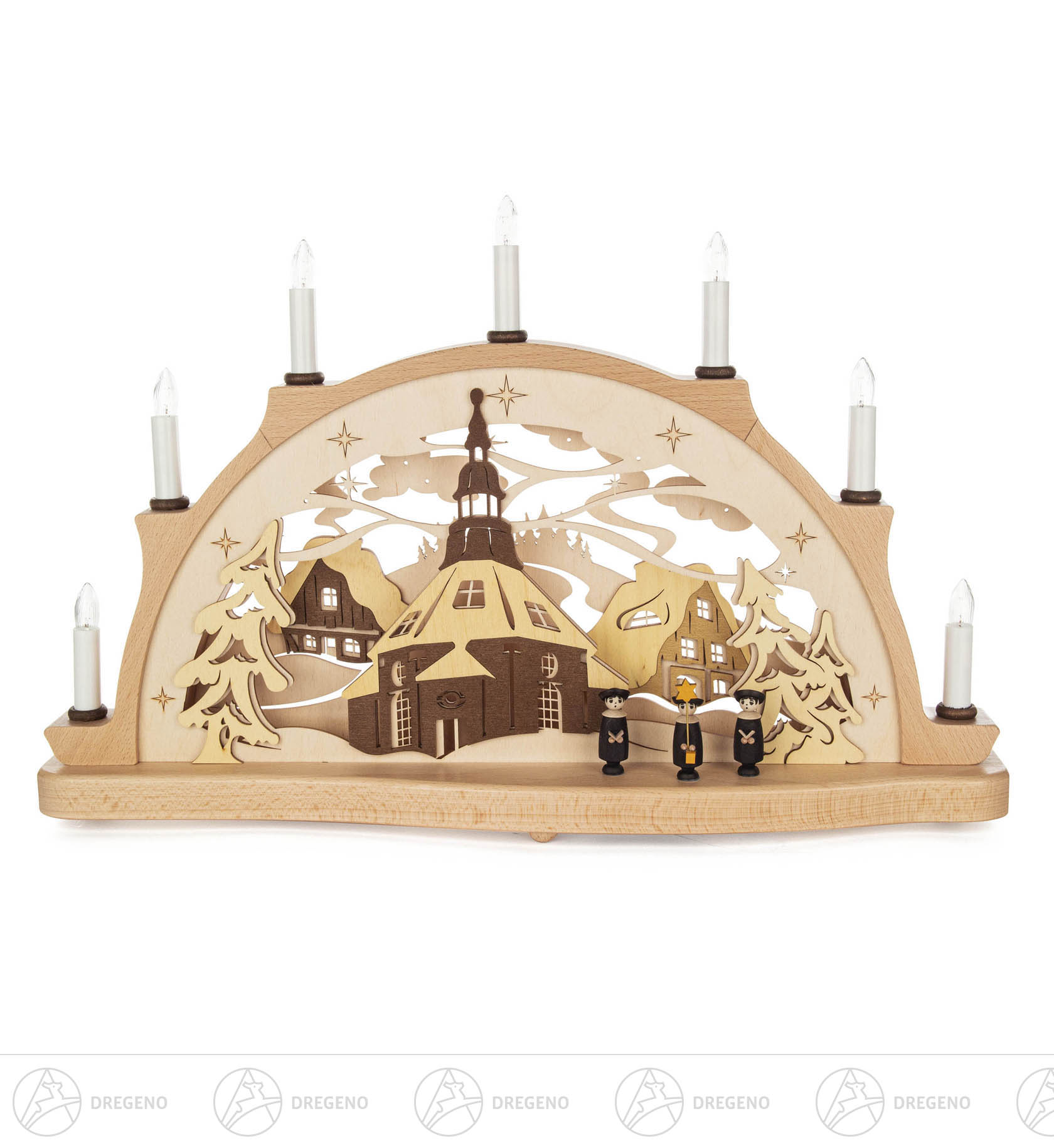 Schwibbogen Seiffener Kirche in 3D Optik mit elektrischer Beleuchtung 34x51cm