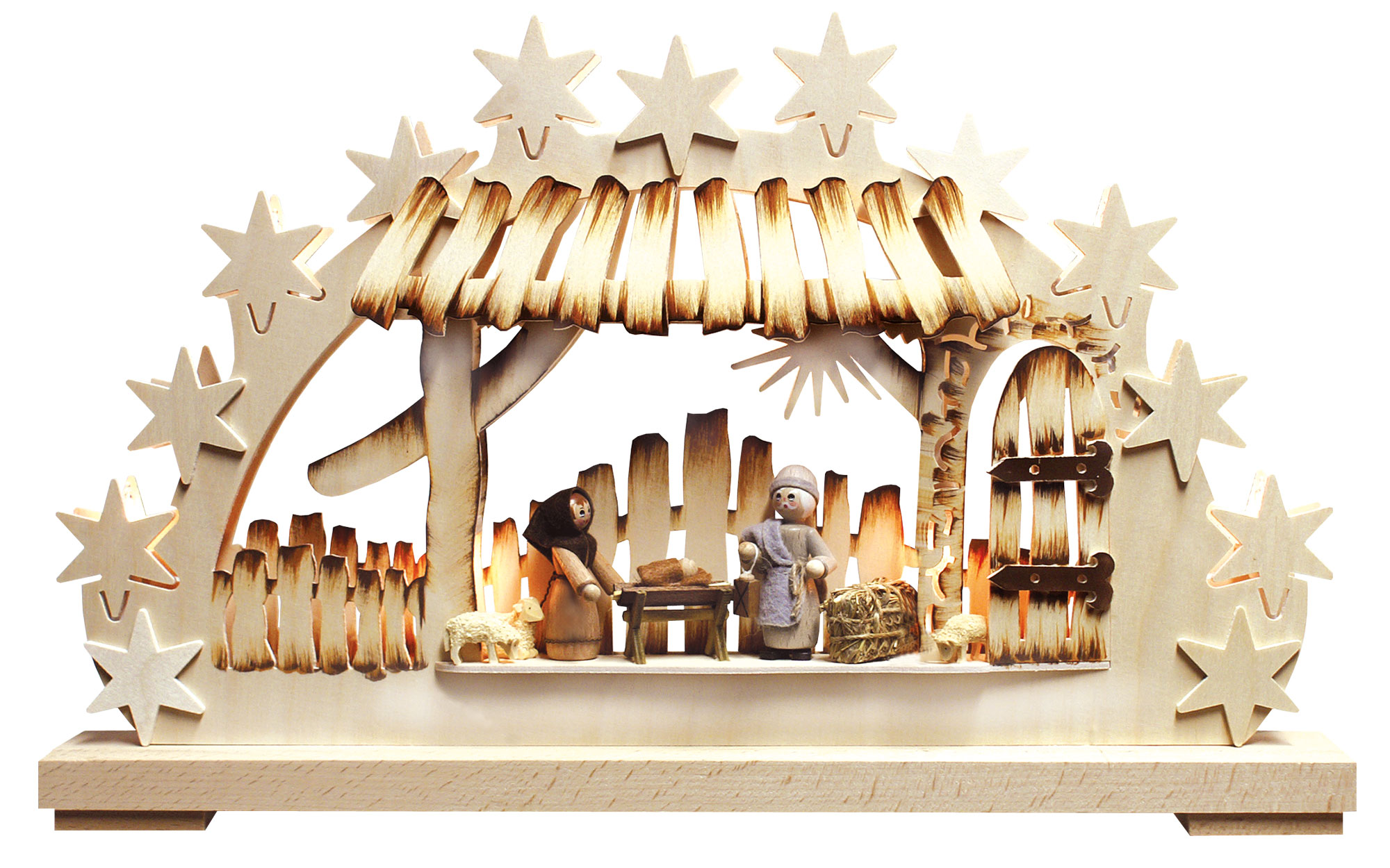 Schwibbogen kl., Heilige Nacht, handbemalt, braun