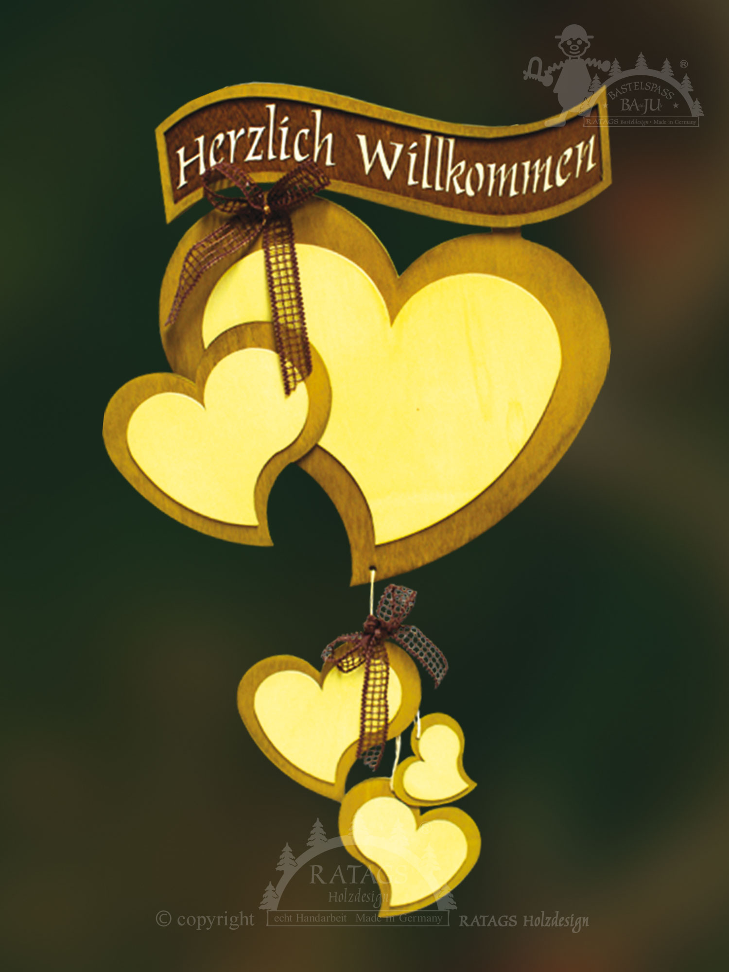 Türdekoration zum Basteln, Herzen, ausgesägt