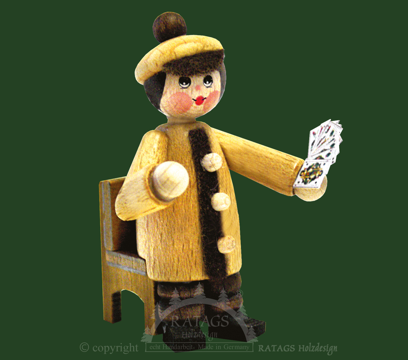 Figur, Skatspieler mit Stuhl, natur, Spielkarten