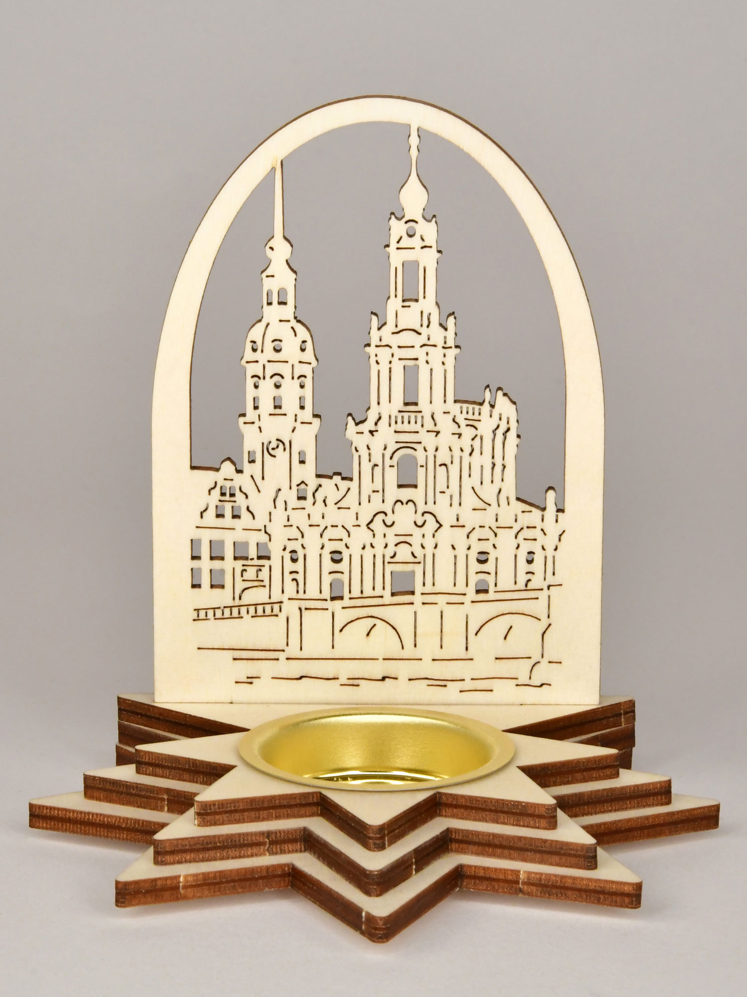 Schattenspiel, Hofkirche Dresden mit Bogen, 1 Teelichthalter
