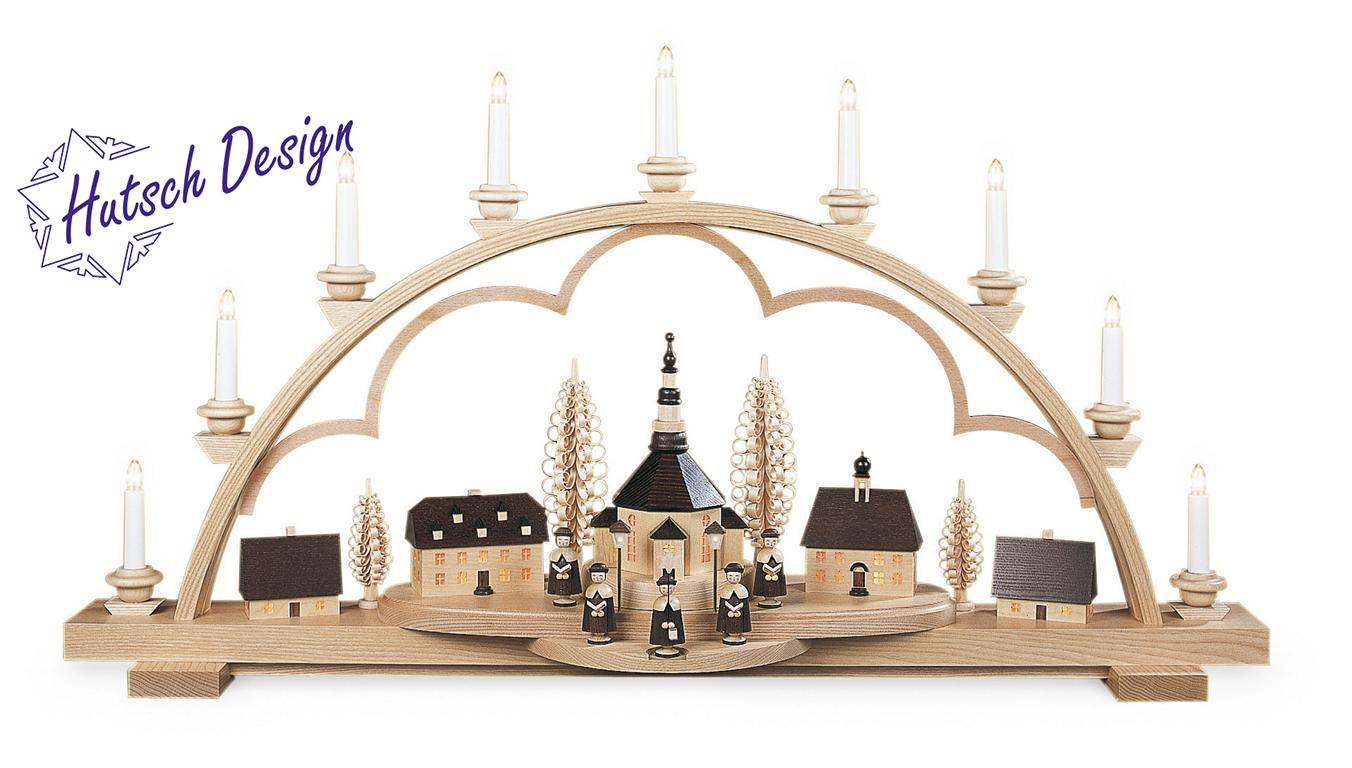 Schwibbogen Seiffener Dorf groß, natur 110V