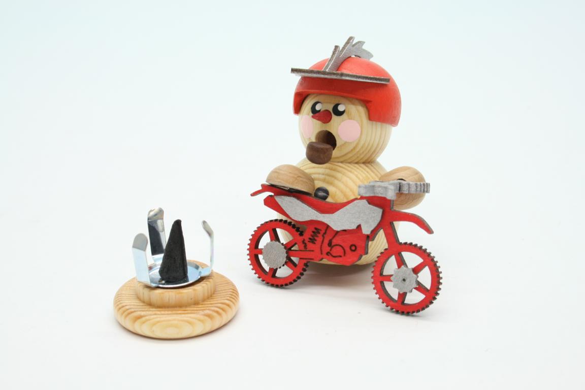 Biker natur mit rotem Crossmotorrad 8cm