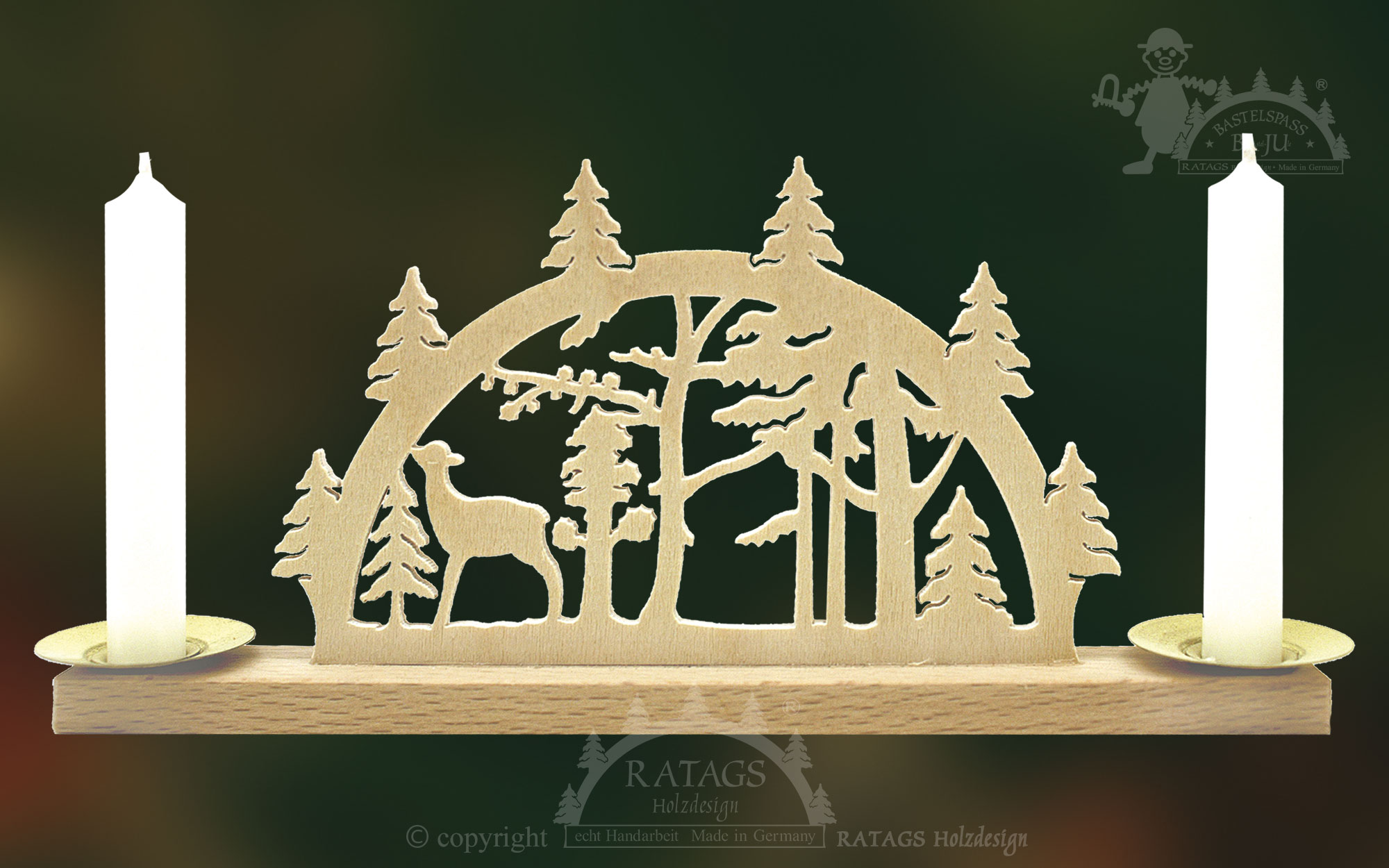 Mini-Schwibbogen für 2 Puppenkerzen Waldesruh