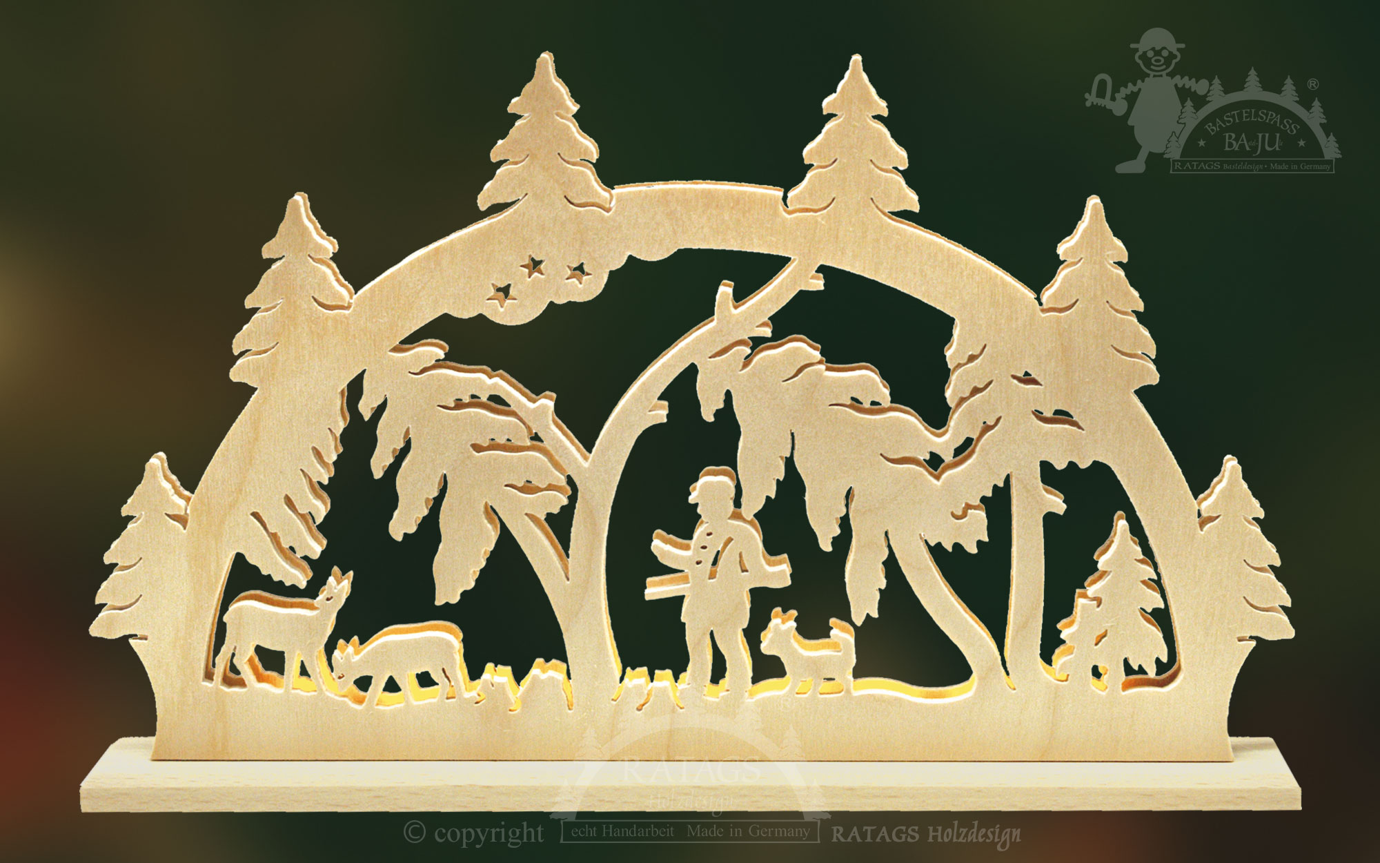 Schwibbogen mit LED zum Basteln Förster im Wald