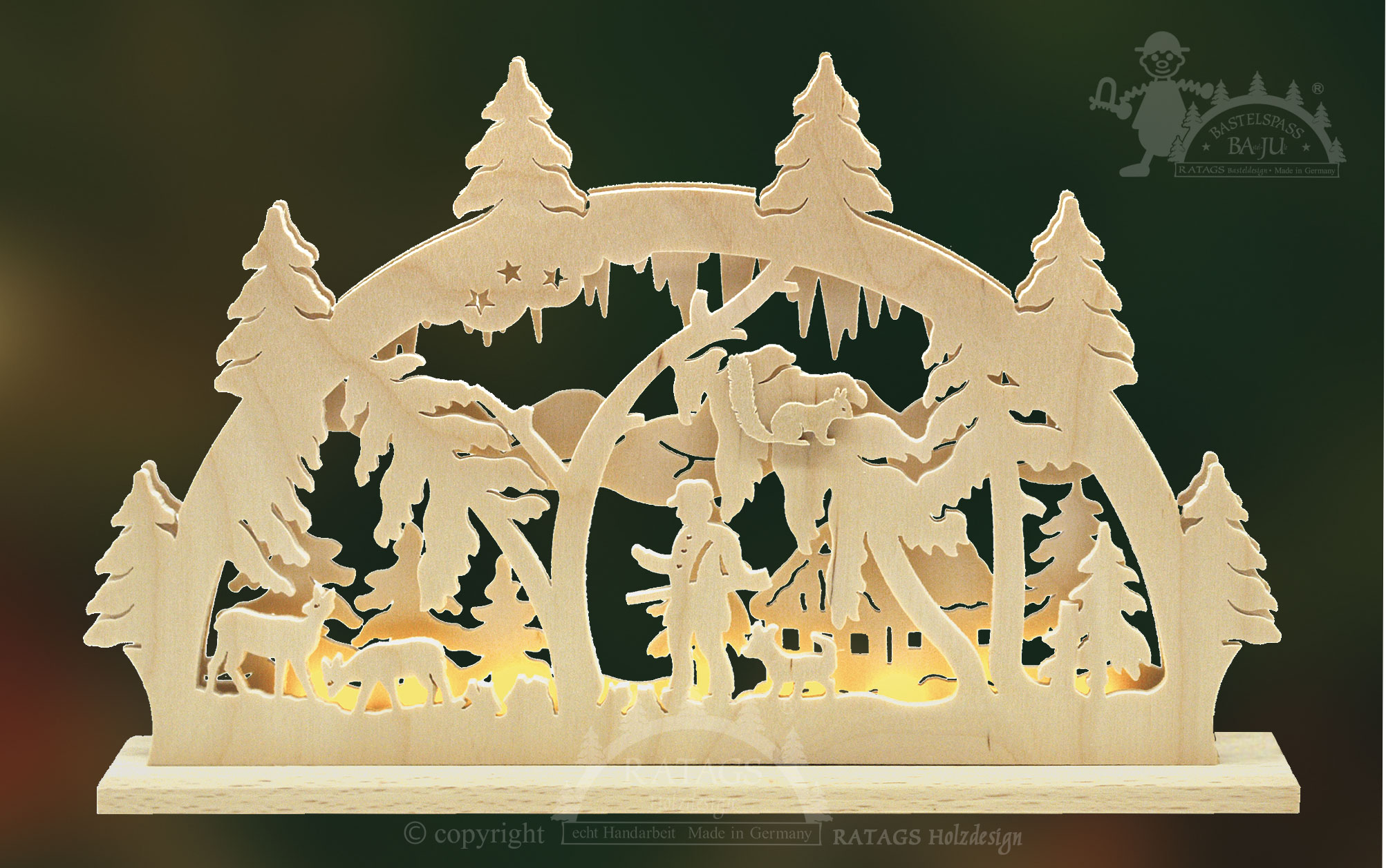 Schwibbogen mit LED zum Basteln Förster auf Lichtung