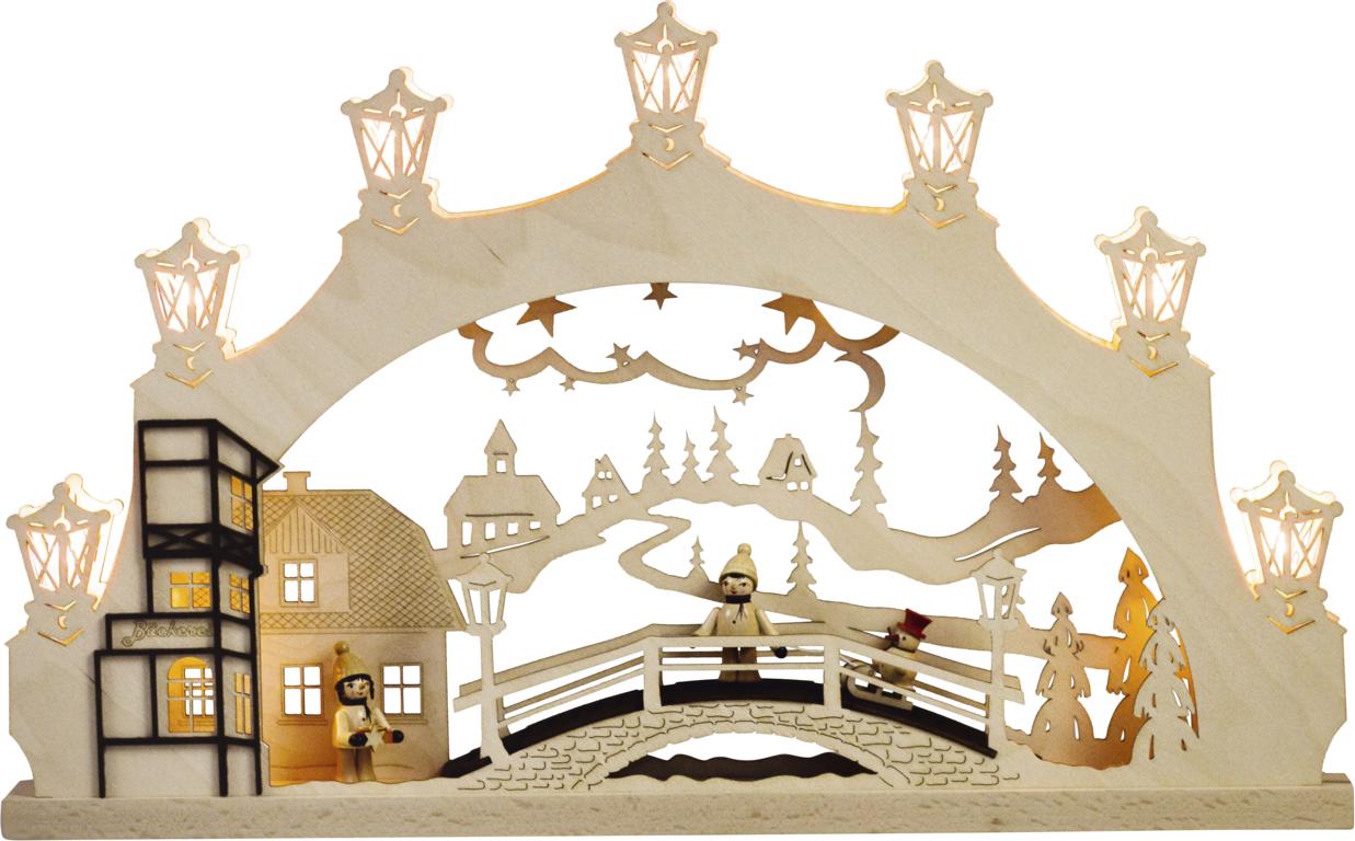 LED Lichterbogen 7 flg. Winterkind Erzgebirge 52,0 x 32,0 x 4,5 cm
