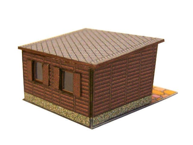 07-02-4-H0  - Gartenlaube - Pultdach - Holz dunkel