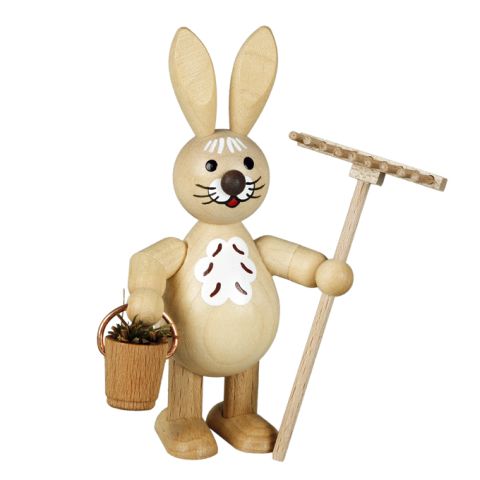 Osterhase mit Elmer und Rechen nat. 9 cm