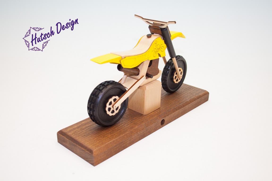 Raeuchermotorrad Cross gelb  27 x8 x 16cm