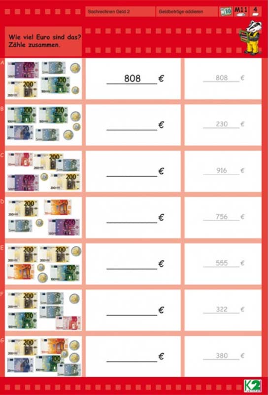Max Lernkartenset Sachrechnen Geld 2