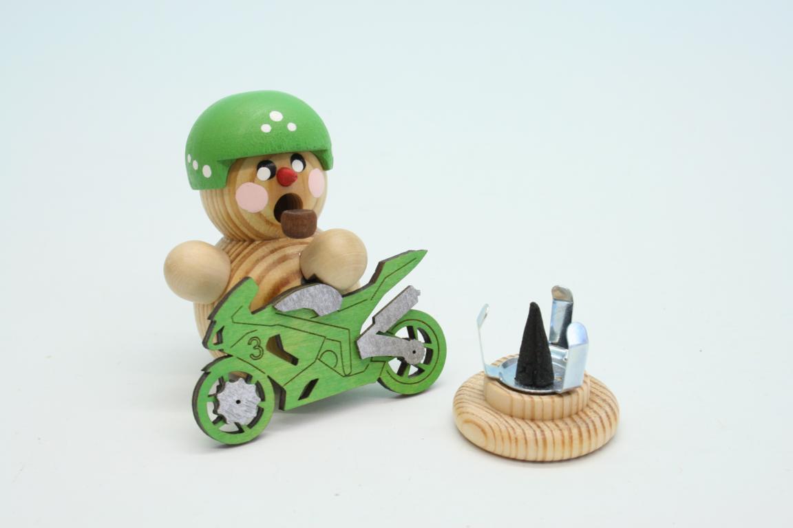 Biker natur mit grünem Motorrad 8cm