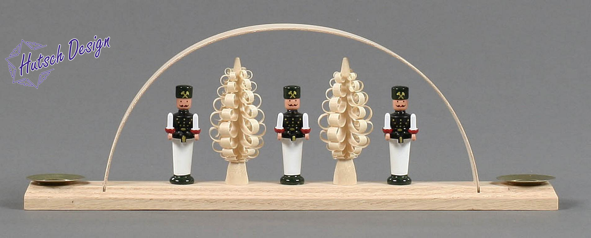 Schwibbogen mit Bergmännern 25x8cm für Kerzen d10mm