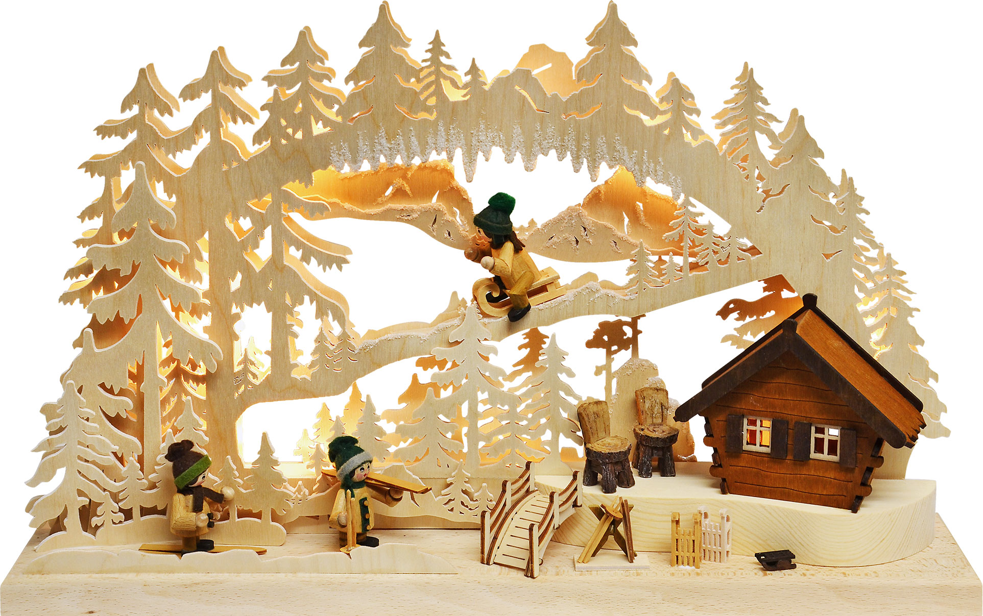 3D-Schwibbogen kl., Skihütte in den Bergen