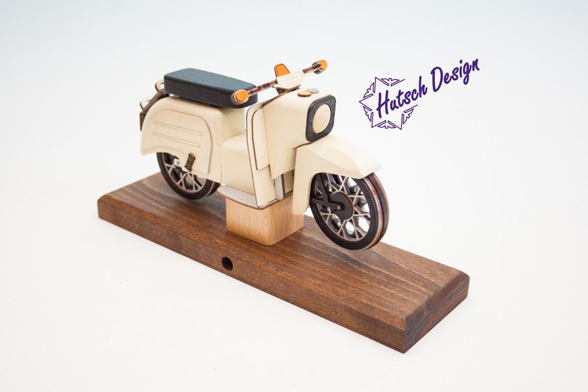 Alabasterweisse Schwalbe Raeuchermoped Simson  28x8x14,5cm #1
