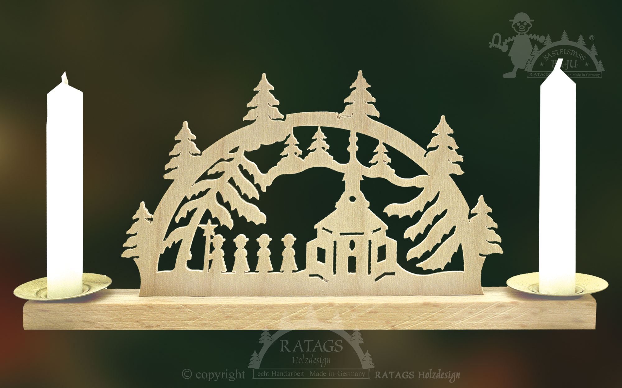 Mini-Schwibbogen für 2 Puppenkerzen Barockkirche