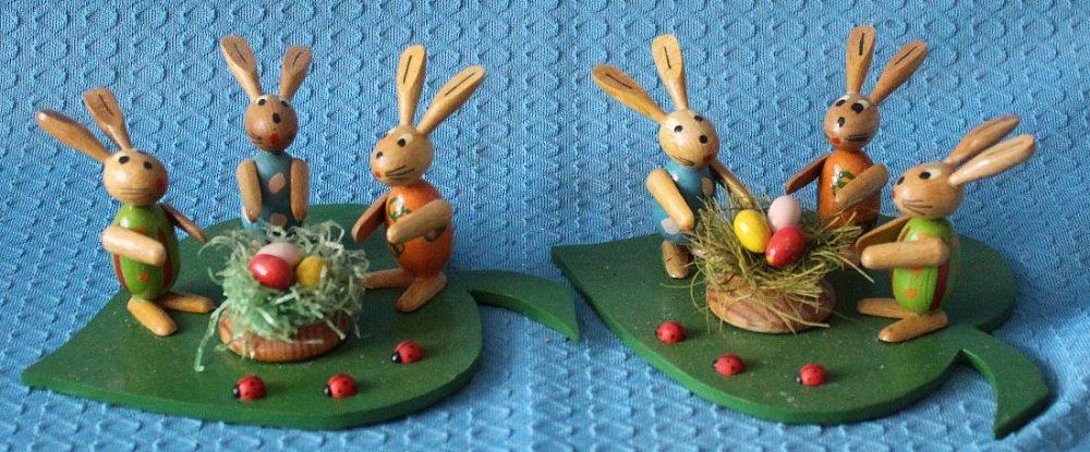 Osterhasen auf Birkenblatt- vorrätig 2 Stück