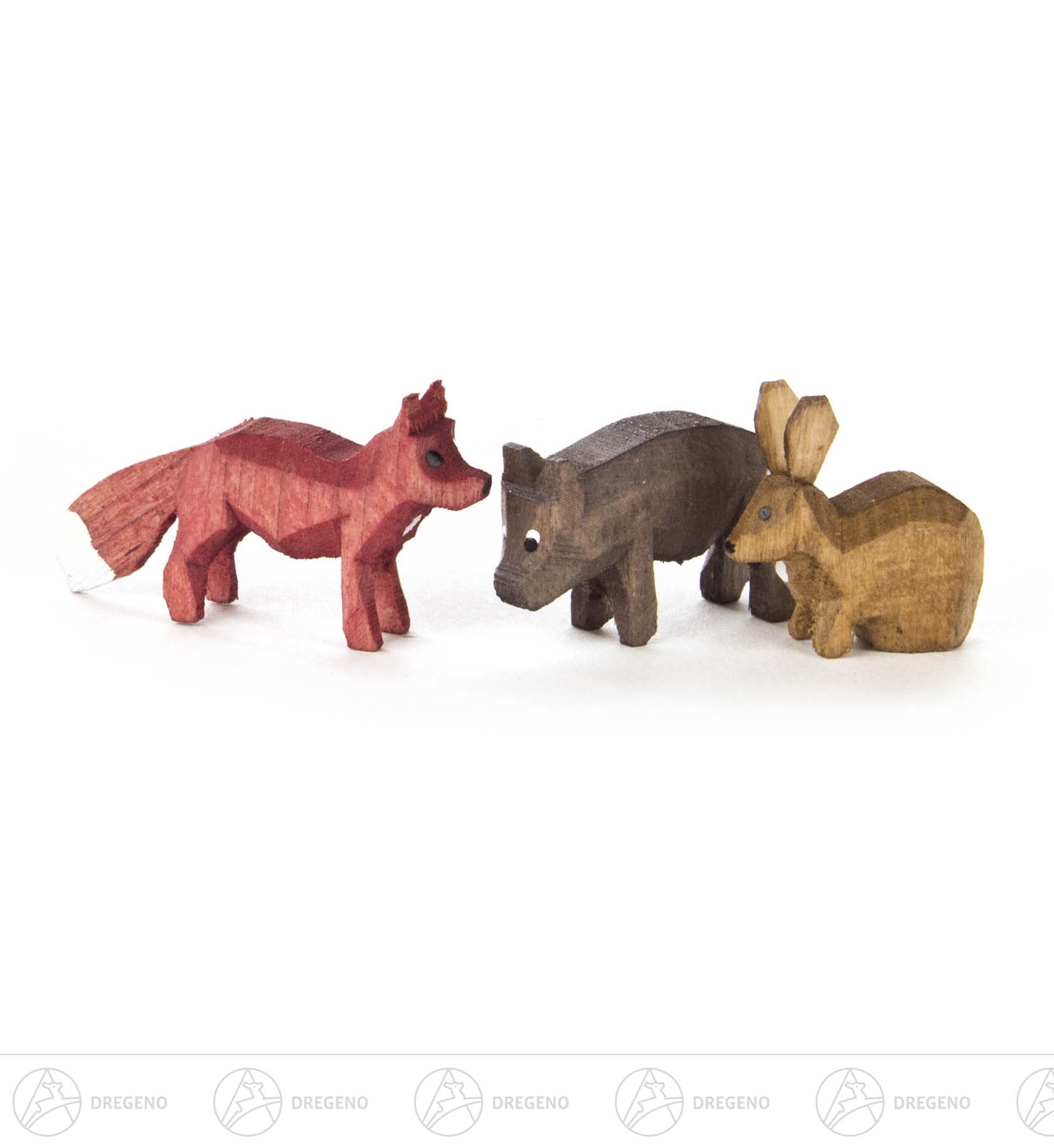 Waldtiere gebeizt und lackiert (3) Fuchs,Hase,Wildschwein Rückenhöhe 1,5cm